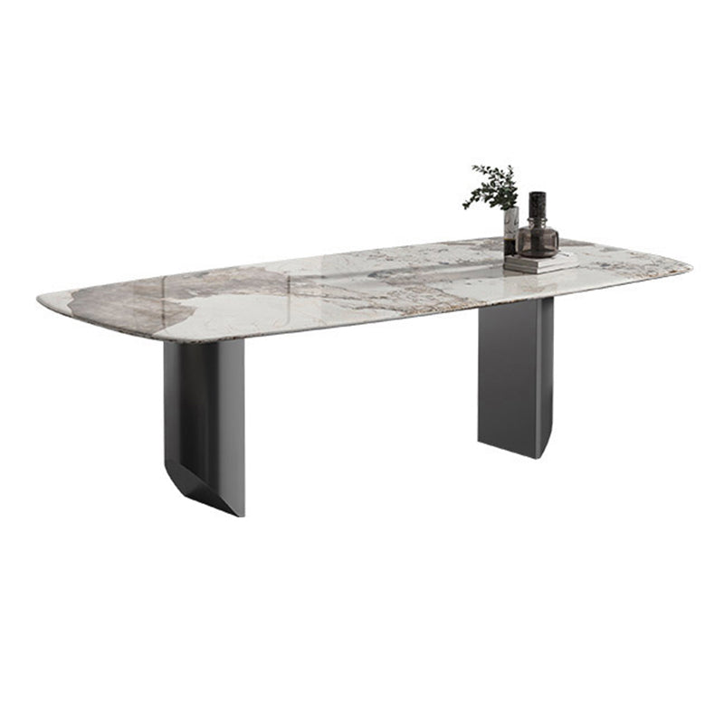 Luxury Double Pedestal Dining Table Sintered Stone Dining Room Desk