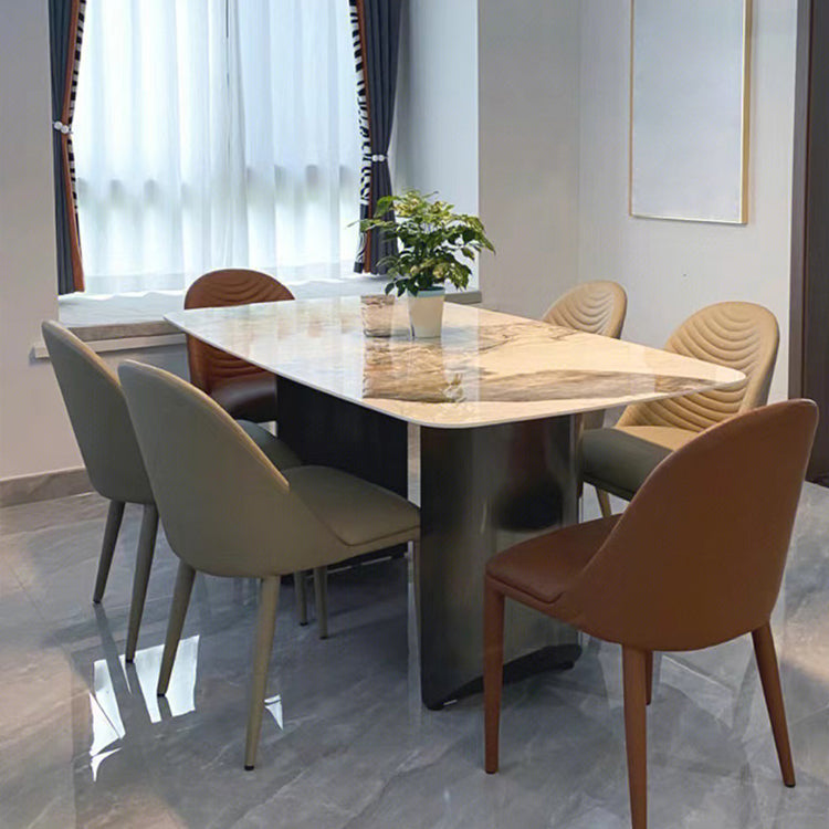 Luxury Double Pedestal Dining Table Sintered Stone Dining Room Desk