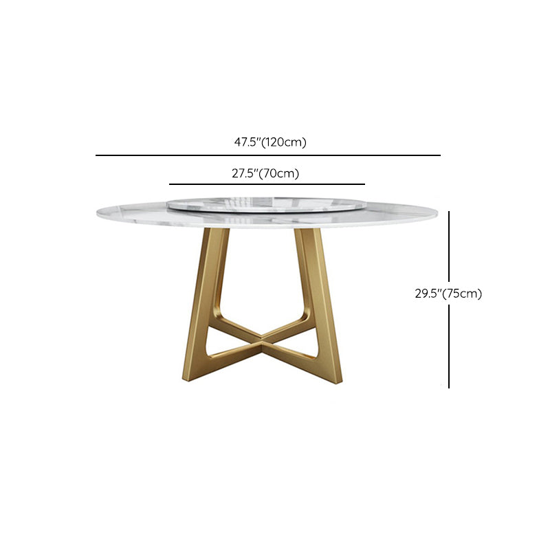 Metal and Stone Table Glam Style Round Dining Table for Home Living Room