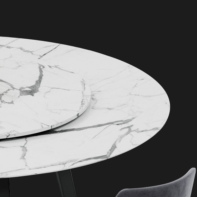 Metal and Stone Table Glam Style Minimalist Home Round Dining Table