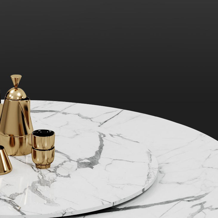 Metal and Stone Table Glam Style Minimalist Home Round Dining Table