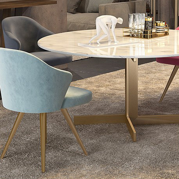 Metal and Stone Table Glam Style Minimalist Round Dining Table for Home Living Room