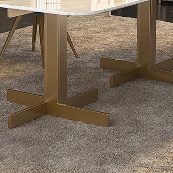 Metal and Stone Table Glam Style Minimalist Round Dining Table for Home Living Room