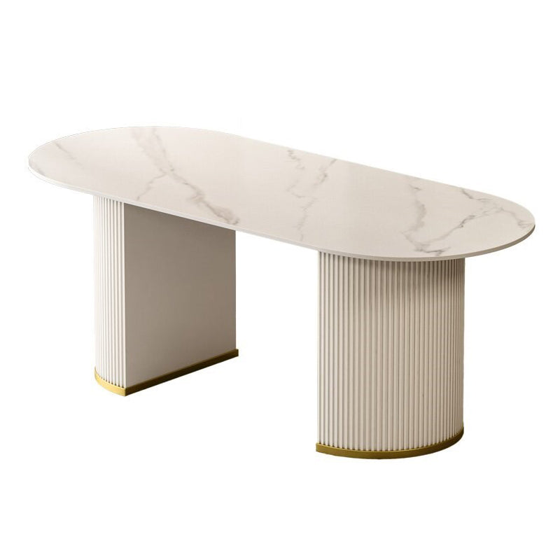 Luxury Sintered Stone Kitchen Table Double Pedestal Dining Table