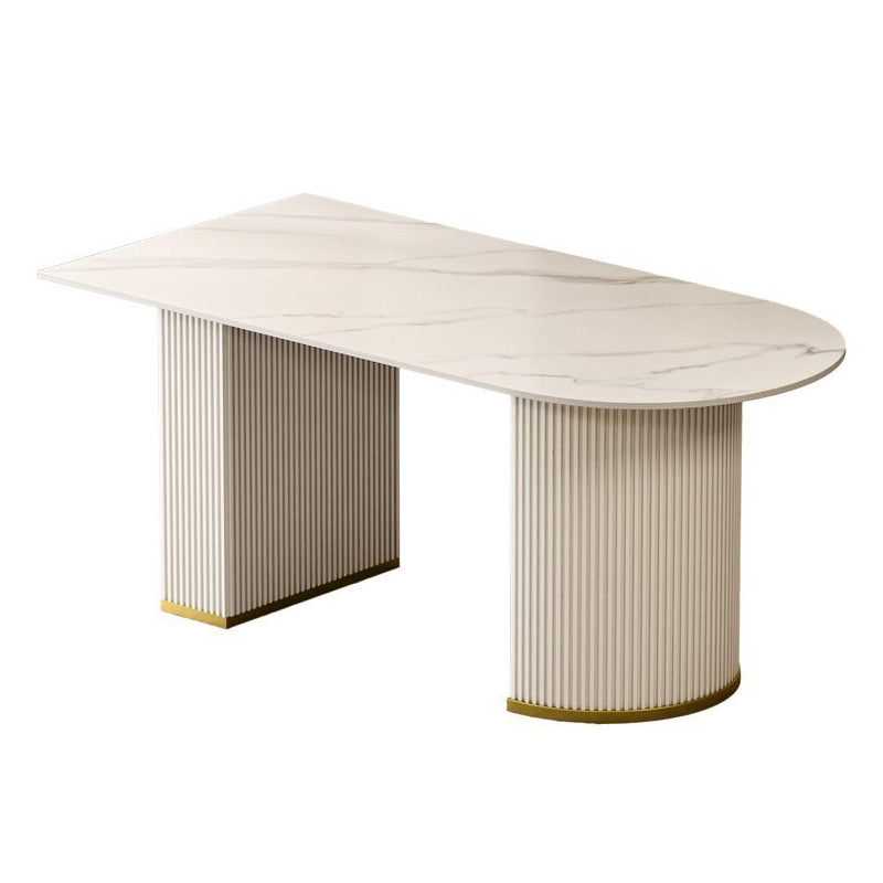 Luxury Sintered Stone Kitchen Table Double Pedestal Dining Table