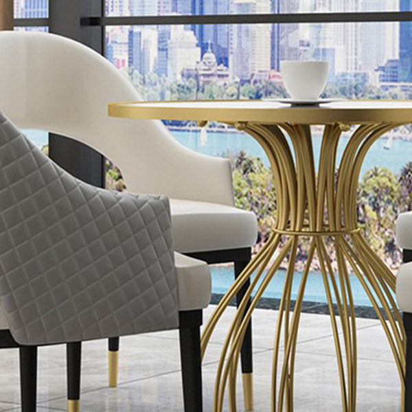 Metal and Stone Table Glam Style Simple Home Round Dining Table