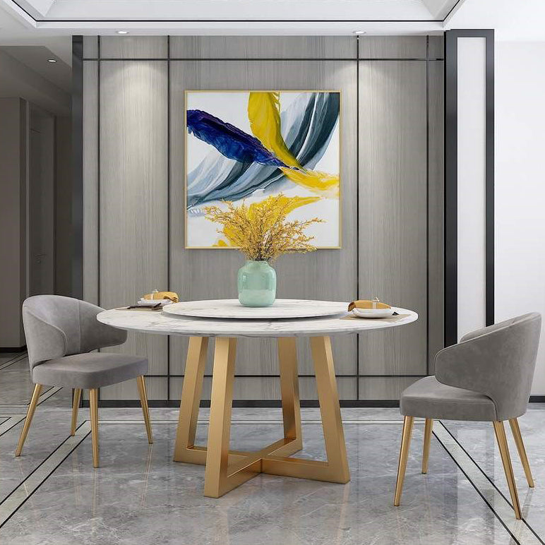 Iron and Slate Table Glam Style Simple Home Round Dining Table