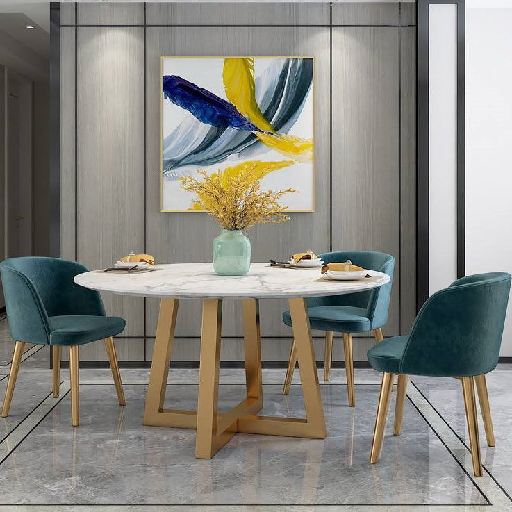 Iron and Slate Table Glam Style Simple Home Round Dining Table