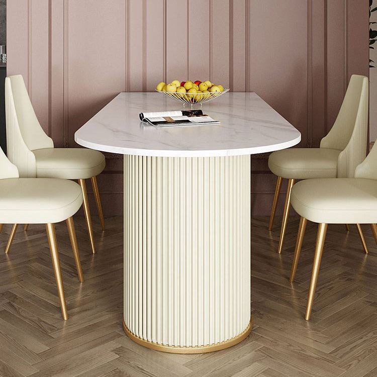 Sintered Stone Fixed Dining Table Luxury Free Form Dining Room Desk