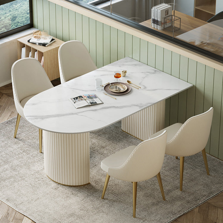 Free Form Dining Room Table Luxury Sintered Stone Double Pedestal Table