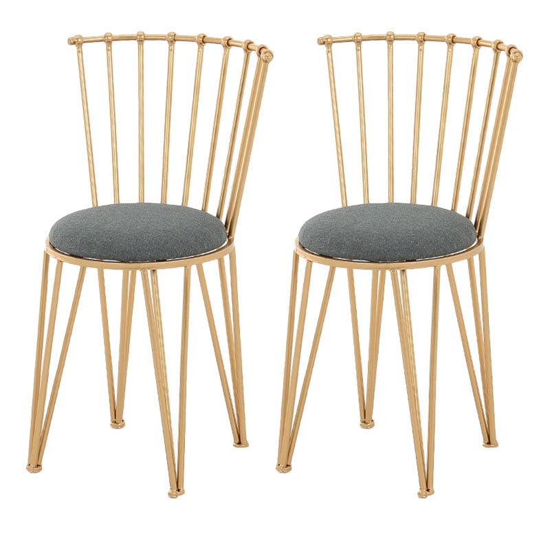 Contemporary Metal Dining Room Chairs Slat Back Dining Chair in Gold
