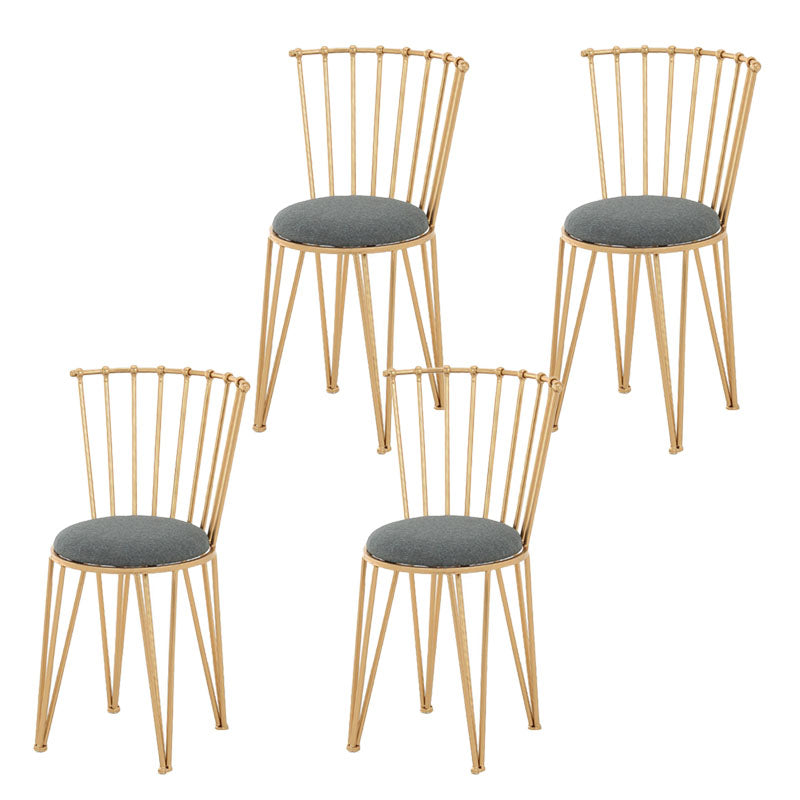 Contemporary Metal Dining Room Chairs Slat Back Dining Chair in Gold