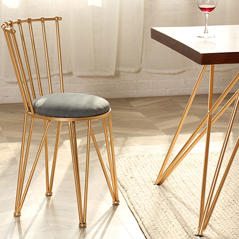 Contemporary Metal Dining Room Chairs Slat Back Dining Chair in Gold