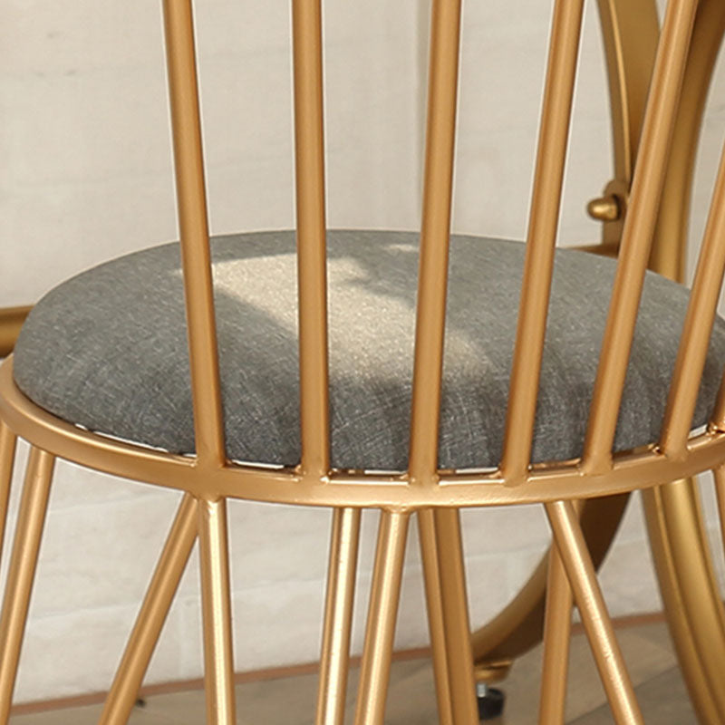 Contemporary Metal Dining Room Chairs Slat Back Dining Chair in Gold