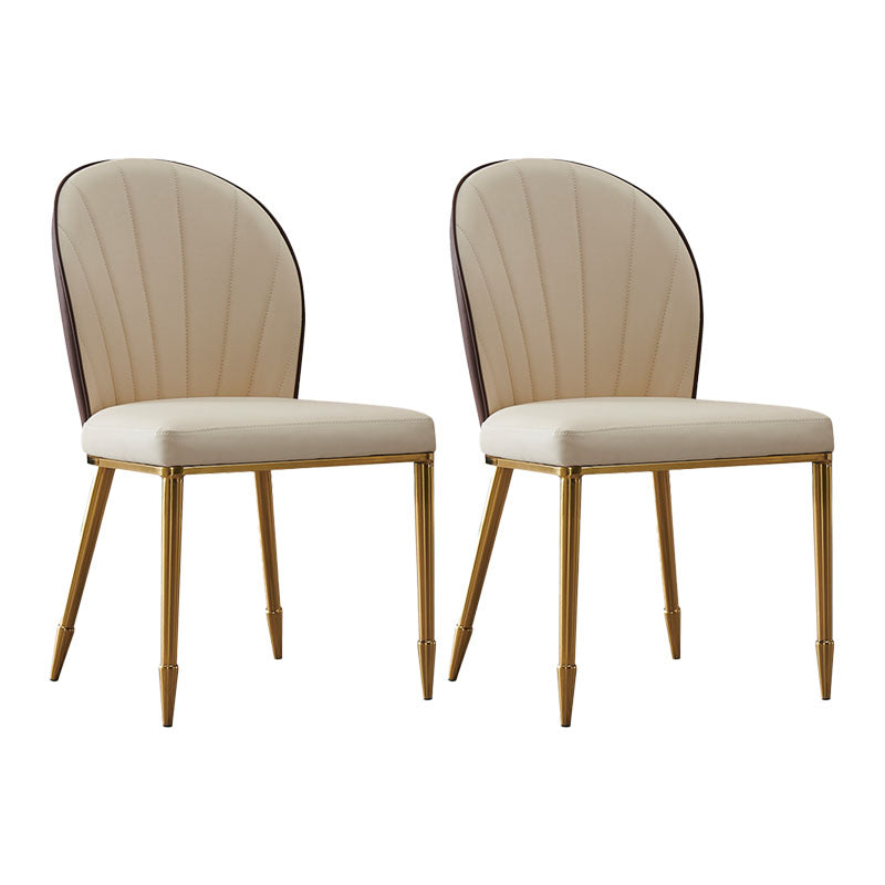 Contemporary Faux Leather Dining Chair Parsons Side Chair in White