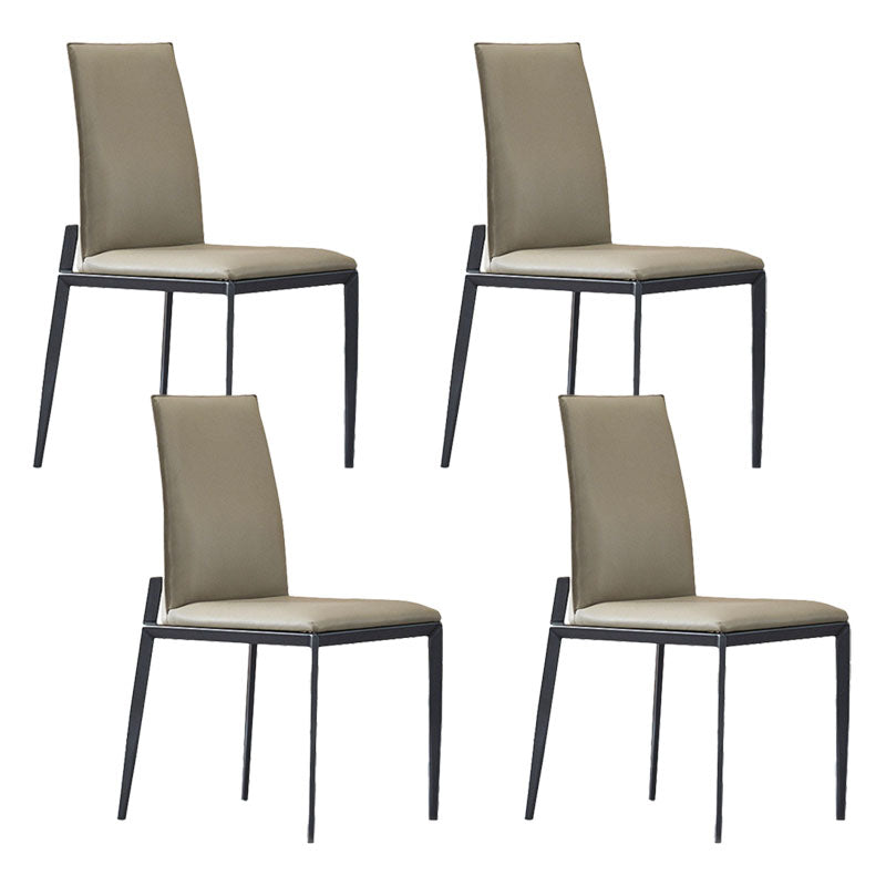 Contemporary Metal Kitchen Dining Chair Faux Leather Side Chair
