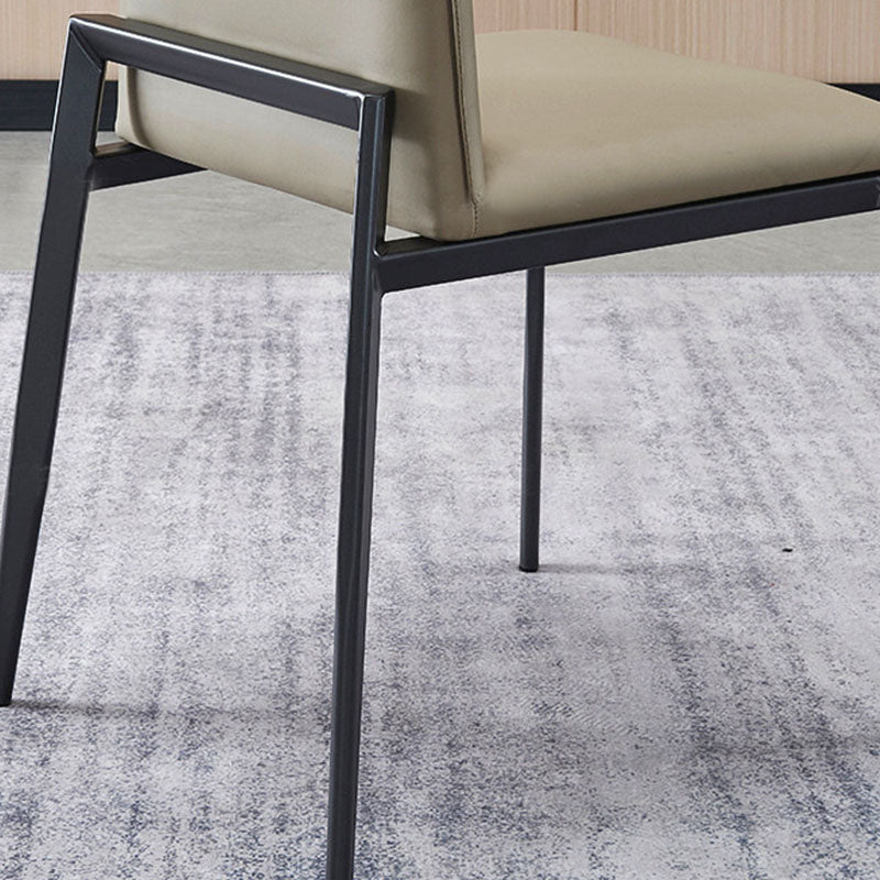 Contemporary Metal Kitchen Dining Chair Faux Leather Side Chair