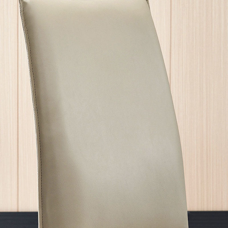 Contemporary Metal Kitchen Dining Chair Faux Leather Side Chair