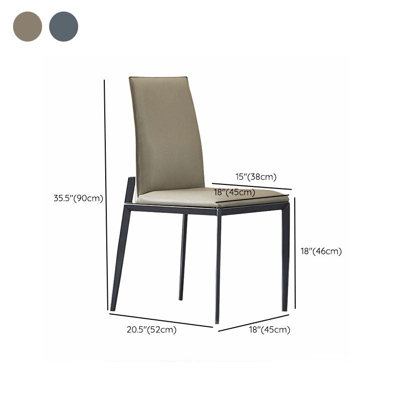 Contemporary Metal Kitchen Dining Chair Faux Leather Side Chair