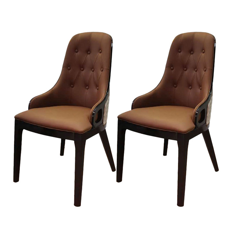 Contemporary Kitchen Dining Chairs Upholstered Side Chairs in Brown