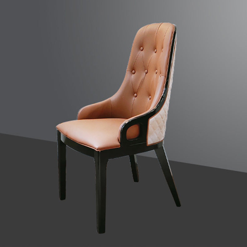 Contemporary Kitchen Dining Chairs Upholstered Side Chairs in Brown