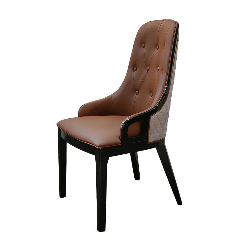 Contemporary Kitchen Dining Chairs Upholstered Side Chairs in Brown