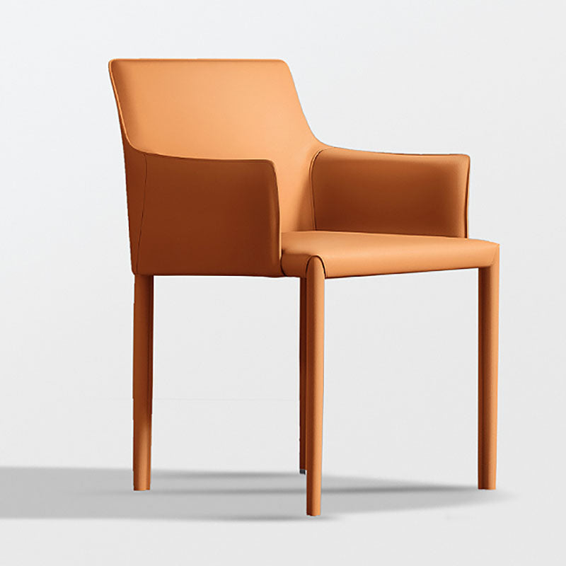 Minimalist Solid Back Chair for Home Use Leather Dining Side Chair