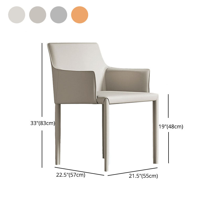 Minimalist Solid Back Chair for Home Use Leather Dining Side Chair