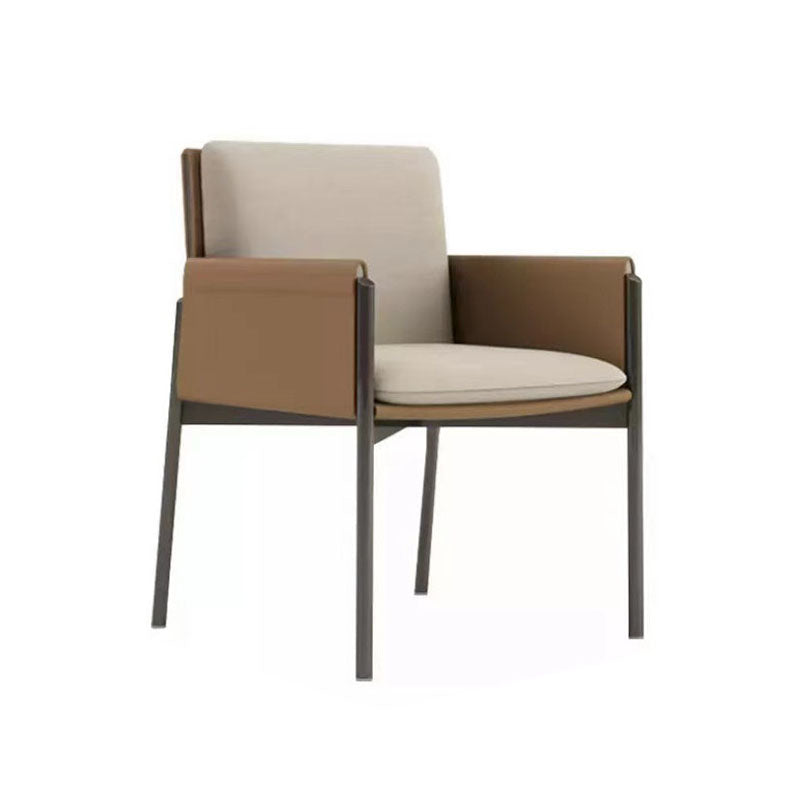 Matte Finish Hotel Dining Chair Contemporary Upholstered Solid Back Arm Chair
