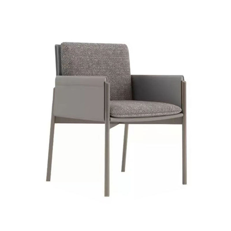 Matte Finish Hotel Dining Chair Contemporary Upholstered Solid Back Arm Chair
