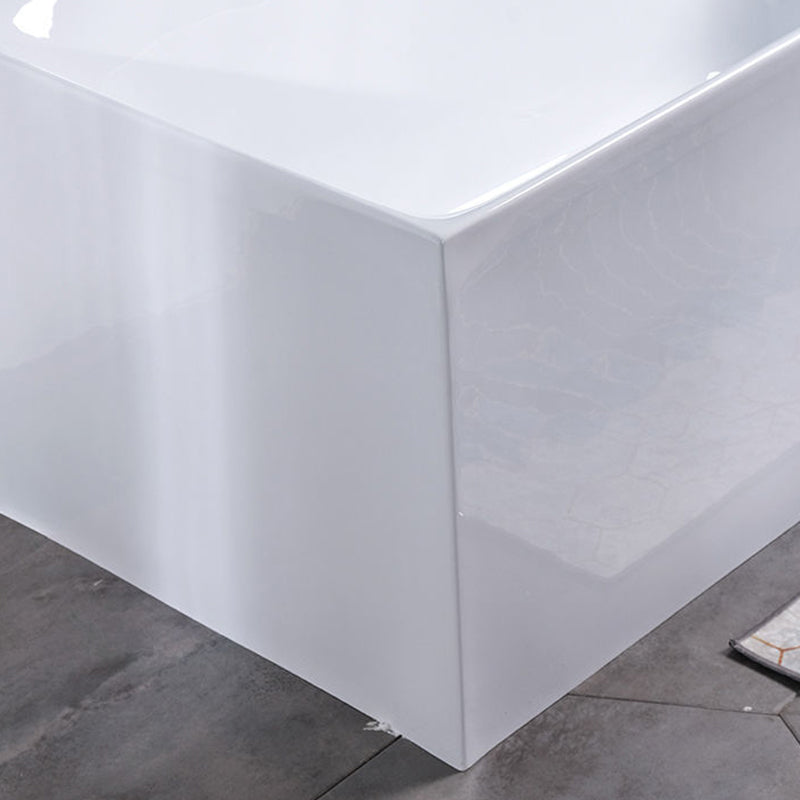 Modern Acrylic Freestanding Back to Wall Bathtub Soaking Rectangular Bath Tub