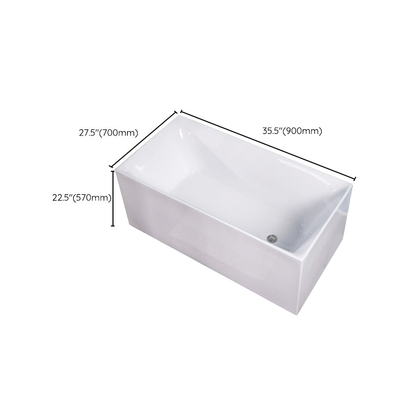 Modern Acrylic Freestanding Back to Wall Bathtub Soaking Rectangular Bath Tub