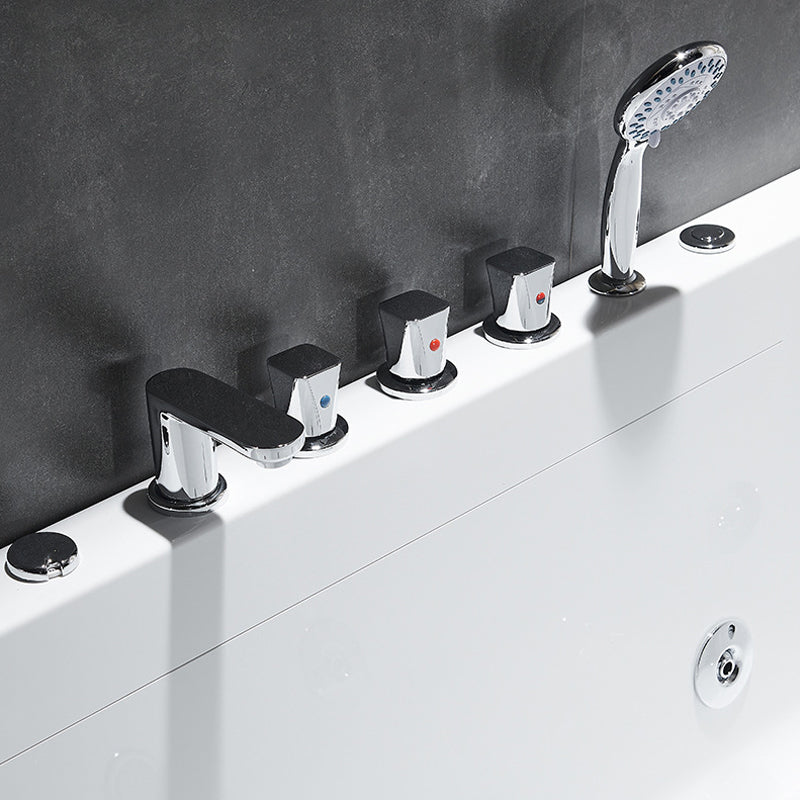 Modern Acrylic Rectangular Bath Tub White Tub with Internal Drain