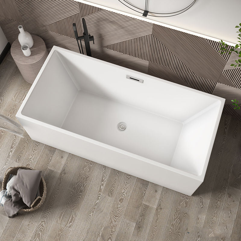 Modern Rectangular Bathtub with Internal Drain White Acrylic Soaking Tub