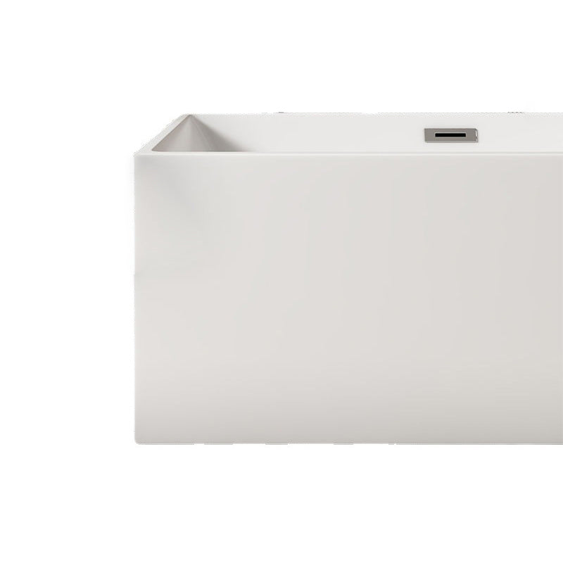 Modern Rectangular Bathtub with Internal Drain White Acrylic Soaking Tub
