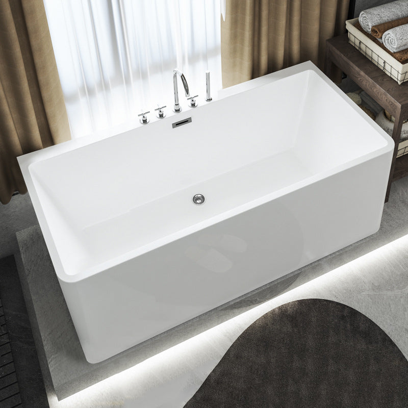 Rectangular Freestanding Back to Wall Bathtub Modern Acrylic-Fiberglass Bath Tub