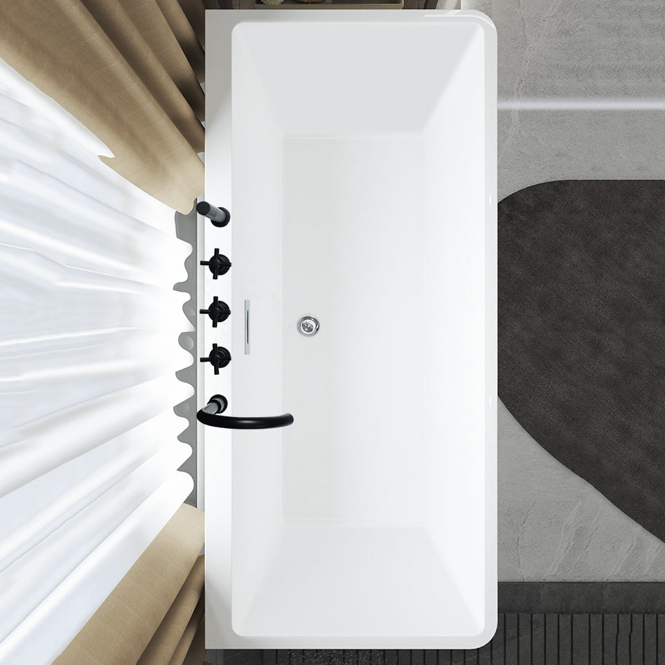 Rectangular Freestanding Back to Wall Bathtub Modern Acrylic-Fiberglass Bath Tub