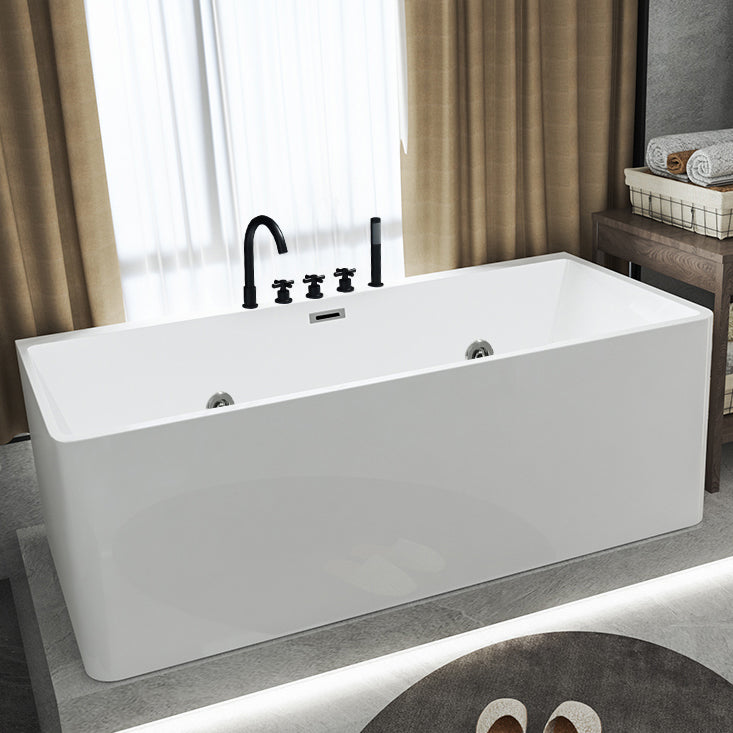 Rectangular Freestanding Back to Wall Bathtub Modern Acrylic-Fiberglass Bath Tub