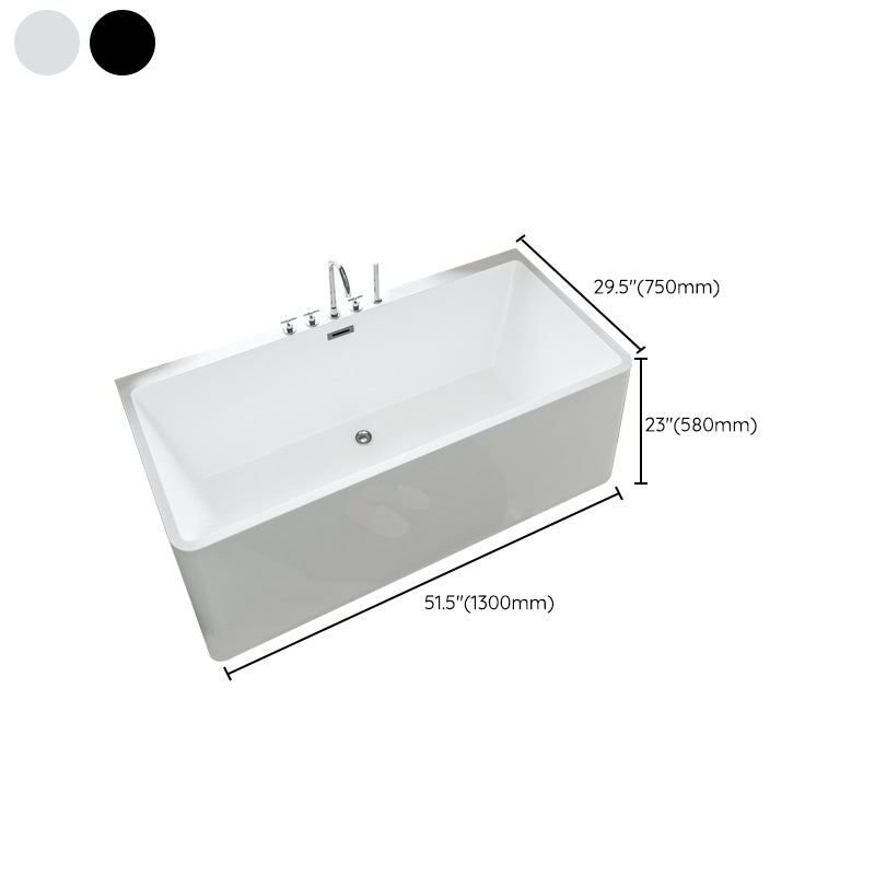 Rectangular Freestanding Back to Wall Bathtub Modern Acrylic-Fiberglass Bath Tub