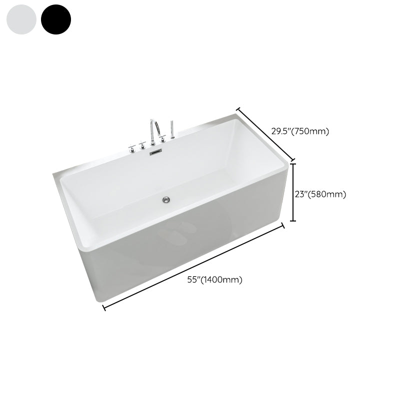 Rectangular Freestanding Back to Wall Bathtub Modern Acrylic-Fiberglass Bath Tub