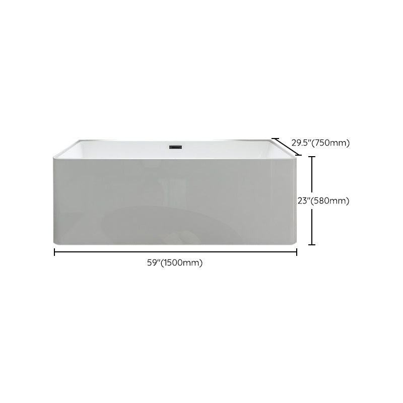 Rectangular Freestanding Back to Wall Bathtub Modern Acrylic-Fiberglass Bath Tub