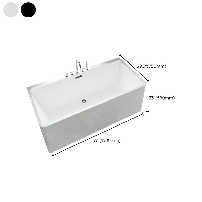 Rectangular Freestanding Back to Wall Bathtub Modern Acrylic-Fiberglass Bath Tub