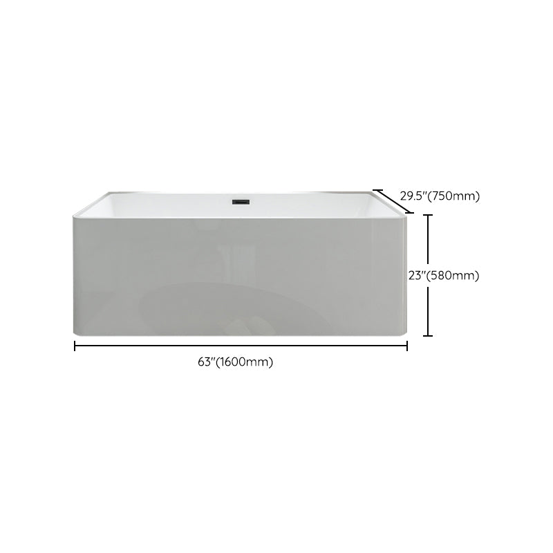 Rectangular Freestanding Back to Wall Bathtub Modern Acrylic-Fiberglass Bath Tub