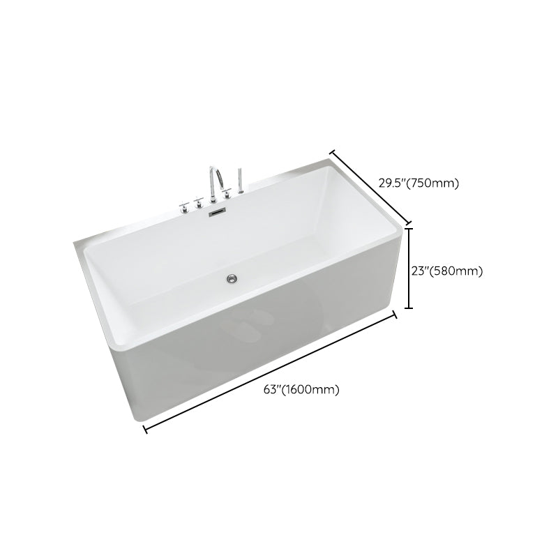 Rectangular Freestanding Back to Wall Bathtub Modern Acrylic-Fiberglass Bath Tub