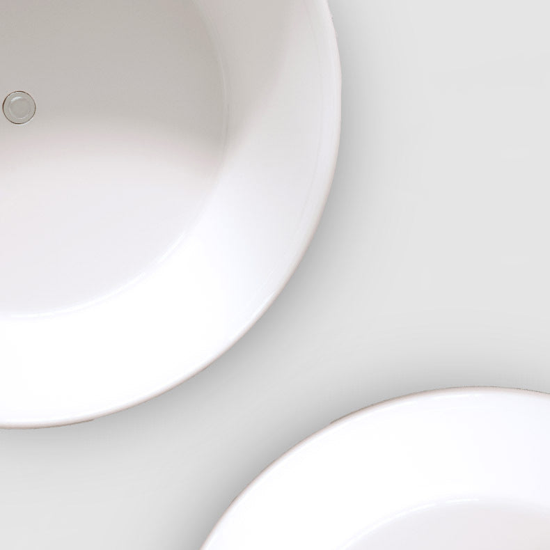 Round White Acrylic-Fiberglass Bathtub Soaking Freestanding Bath Tub