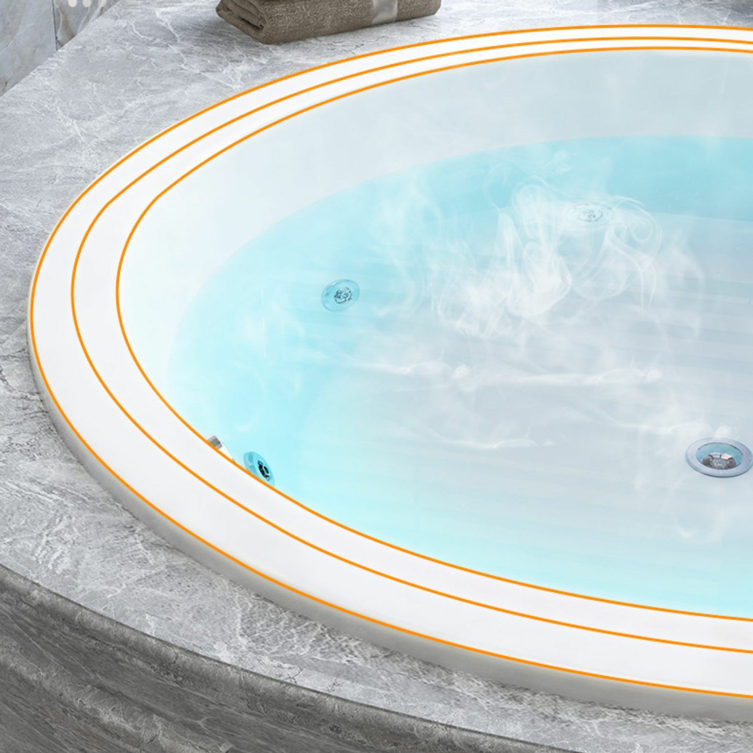 Modern Round Drop-in Bathtub Acrylic-Fiberglass Soaking/Air Bathtub