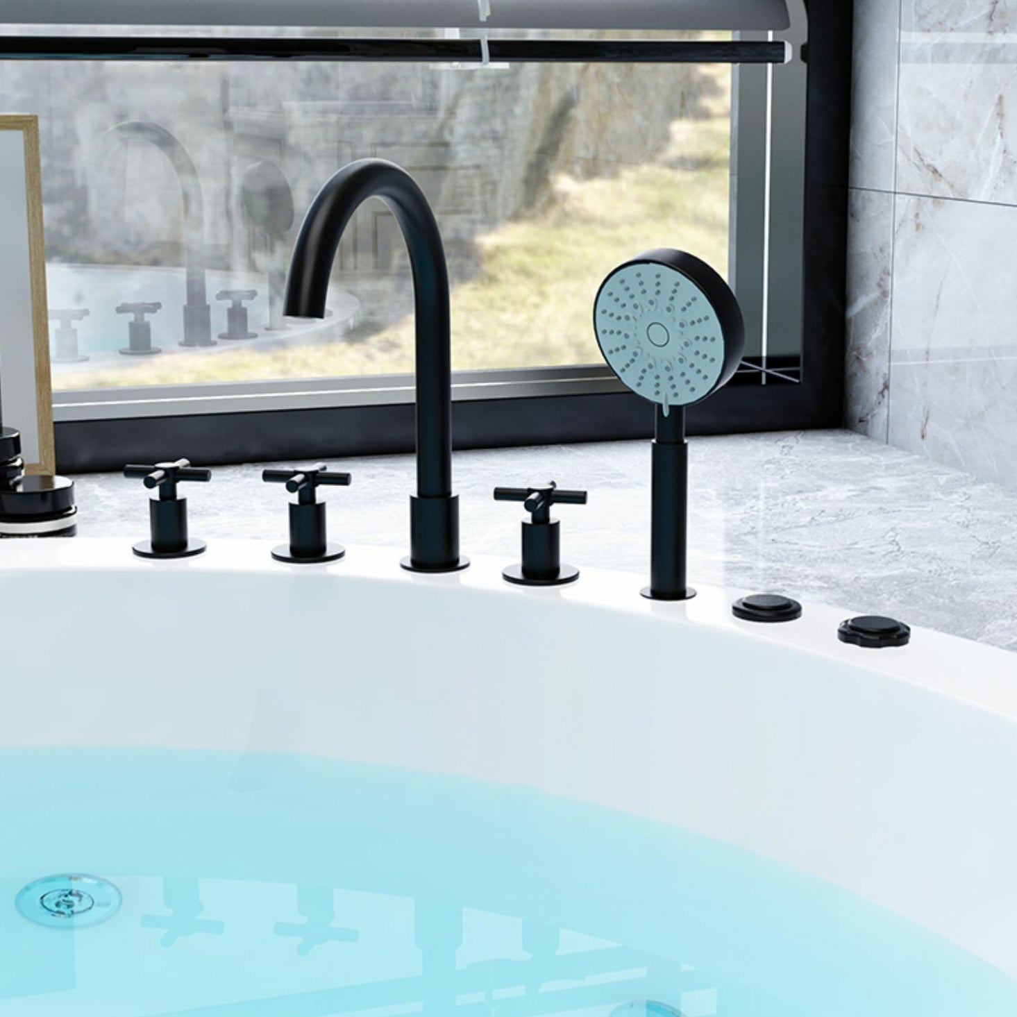 Modern Round Drop-in Bathtub Acrylic-Fiberglass Soaking/Air Bathtub