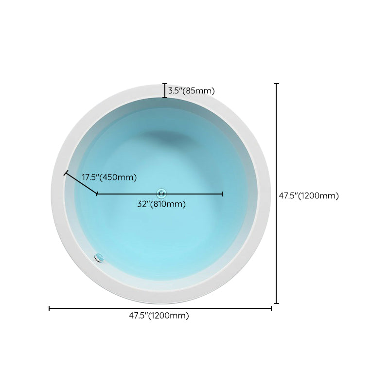Modern Round Drop-in Bathtub Acrylic-Fiberglass Soaking/Air Bathtub