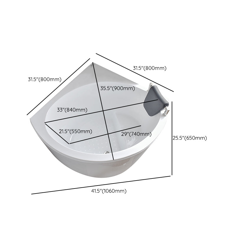 Freestanding Soaking Corner Bathtub Contemporary Acrylic-Fiberglass Bathtub with Seat