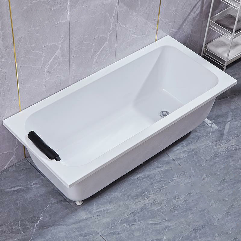 Matte Finish Acrylic Rectangular Bathtub Modern Soaking Freestanding Tub